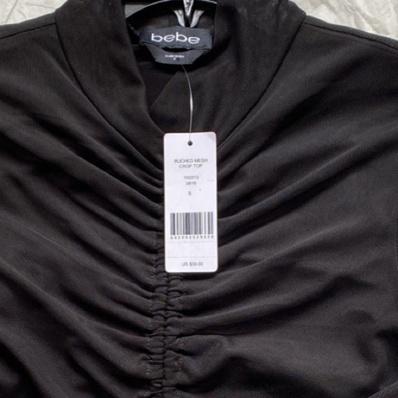 Bebe -Ruched Mesh Crop Top - Picture 3 of 4